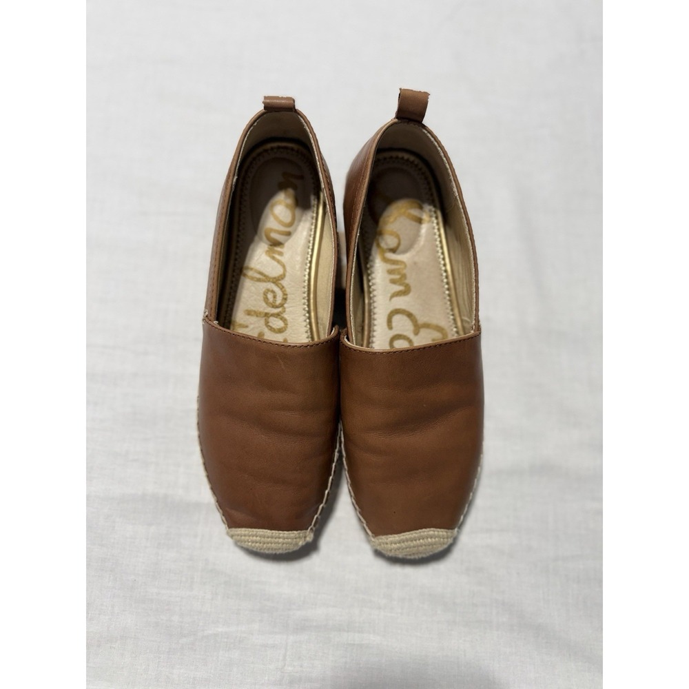 Sam Edelman Karlita Brown Slip On Rounded Cap Leather Espadrilles Size 7.5